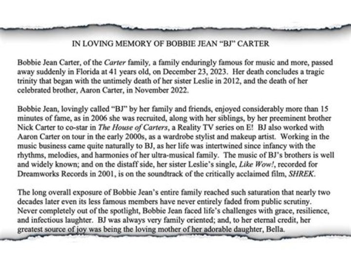 Bobbie Jean Carter Obituary