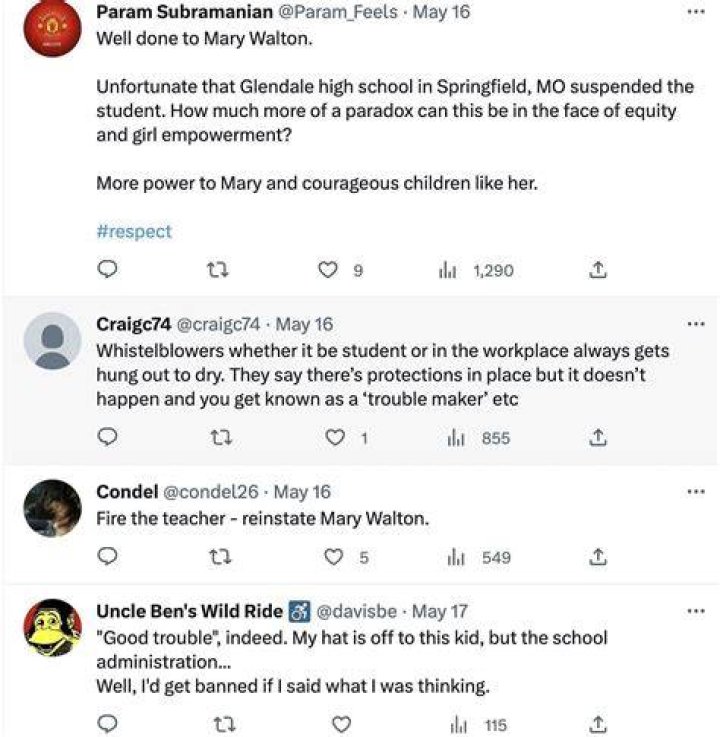 
Glendale High School: Suspended Mary Walton garners support after exposing racist teacher in viral video 